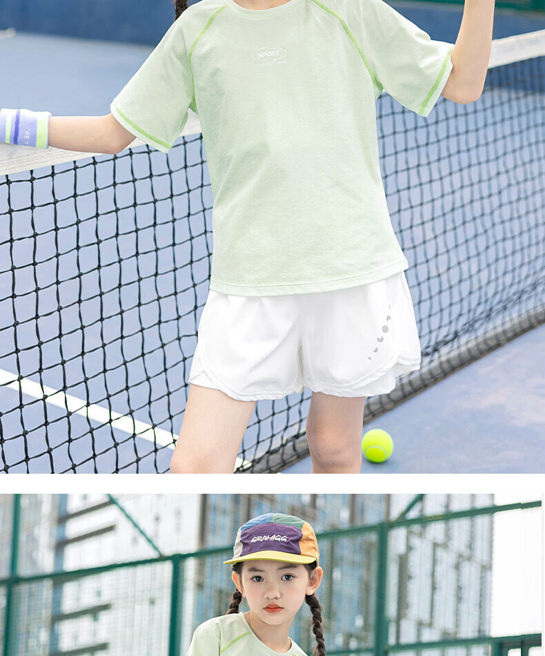 Moonkids Girls Quick-Dry Summer Short Sleeve Set 2026 New Children's Outdoor Running Training Breathable Big Kids Sportswear 17